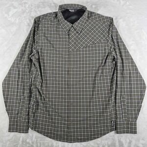 Outdoor Research Astroman Long Sleeve Sun Shirt Men's Large Green Plaid Hiking